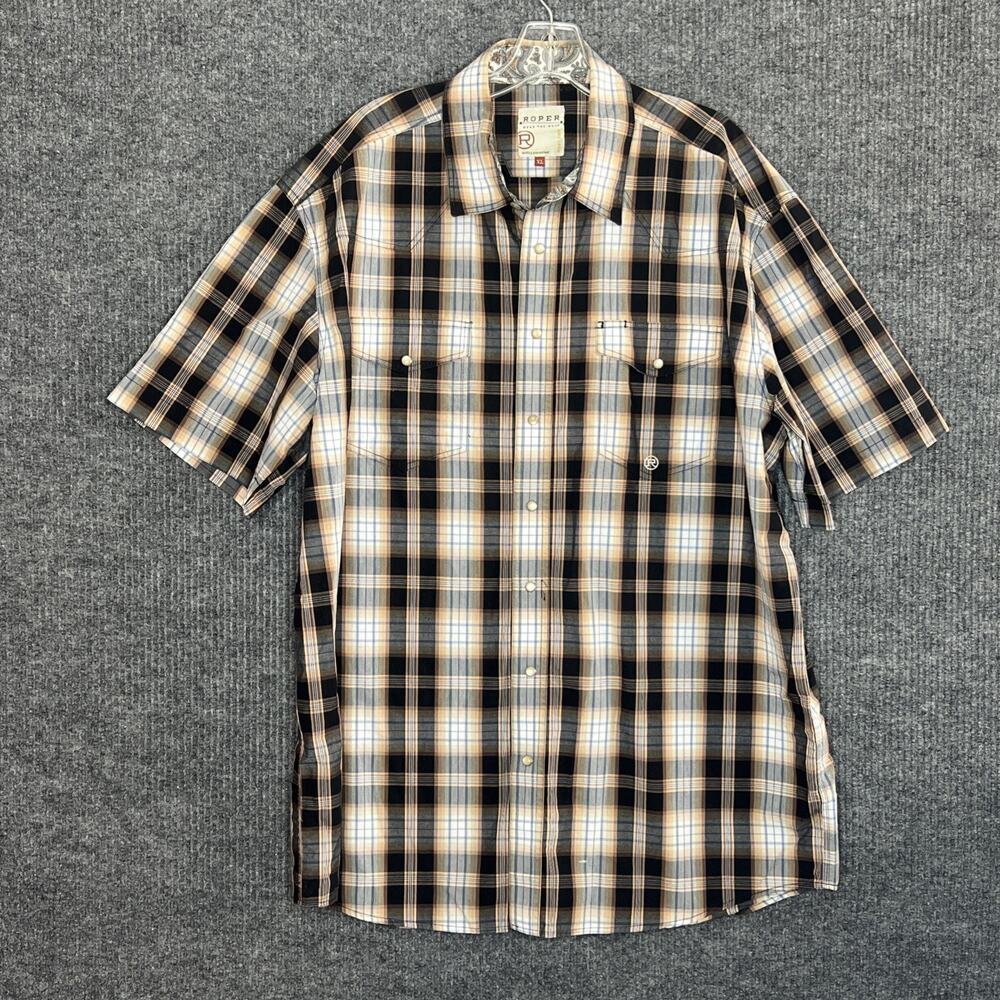 Roper Mens Pearl Snap Western Shirt Size XL Plaid Multi Color Ranch Cowboy Rodeo